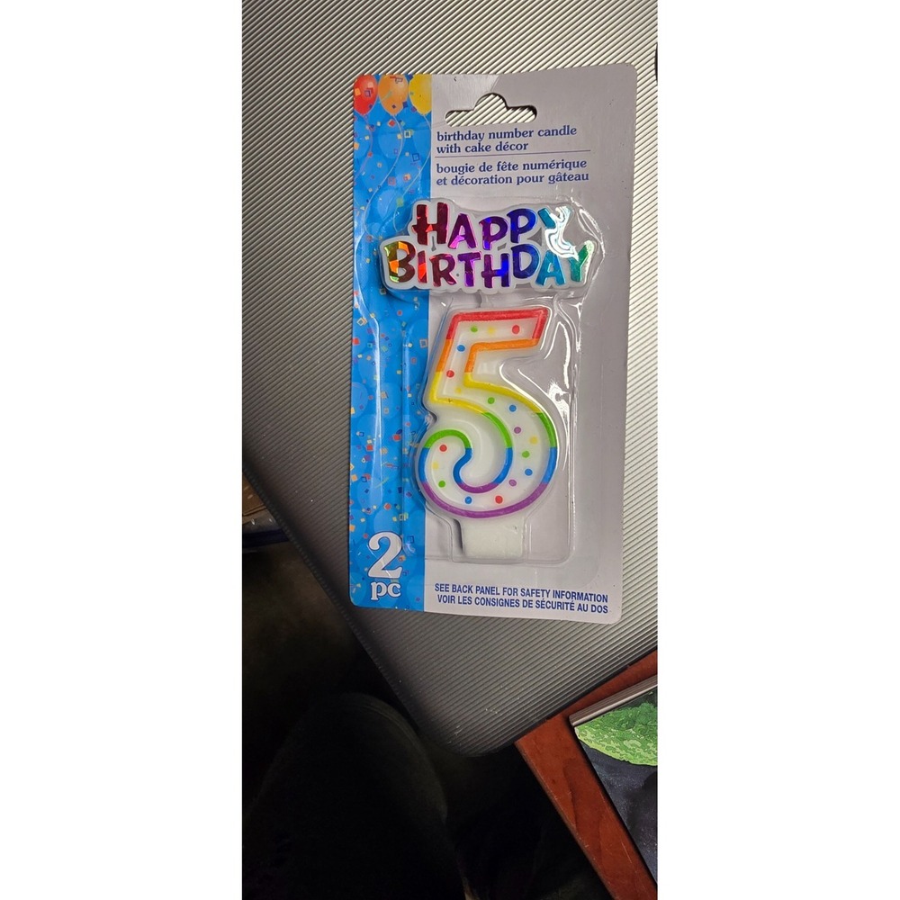 Birthday cake topper rainbow  #5 with decor